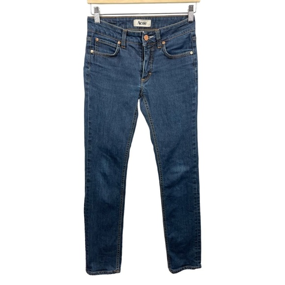 Acne Dark Wash Hex DC Slim Fit Straight Midrise Jeans Size 27 - Picture 2 of 7